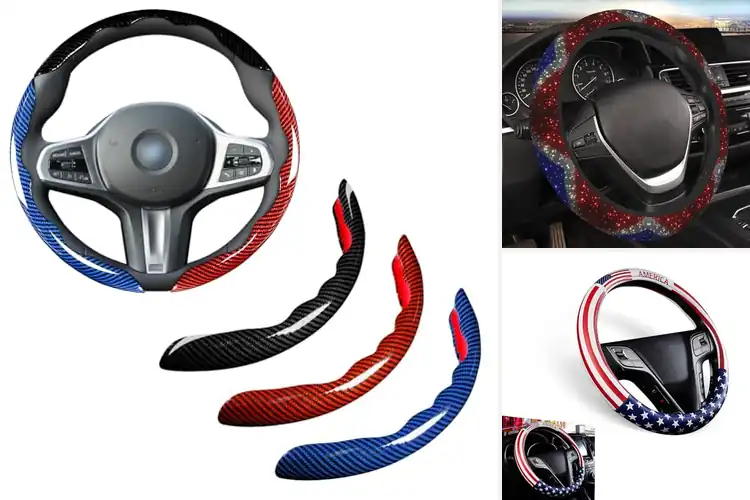 Detailed view of Best Red Blue Steering Wheel Covers